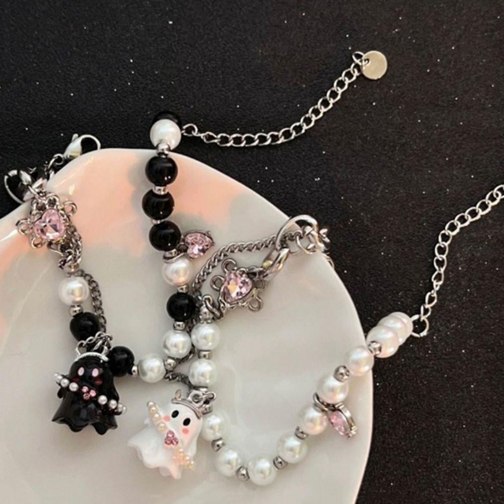 2 шт. Забавные браслеты для пары на Хэллоуин, жемчужные браслеты с подвеской-привидением, ювелирные подарки