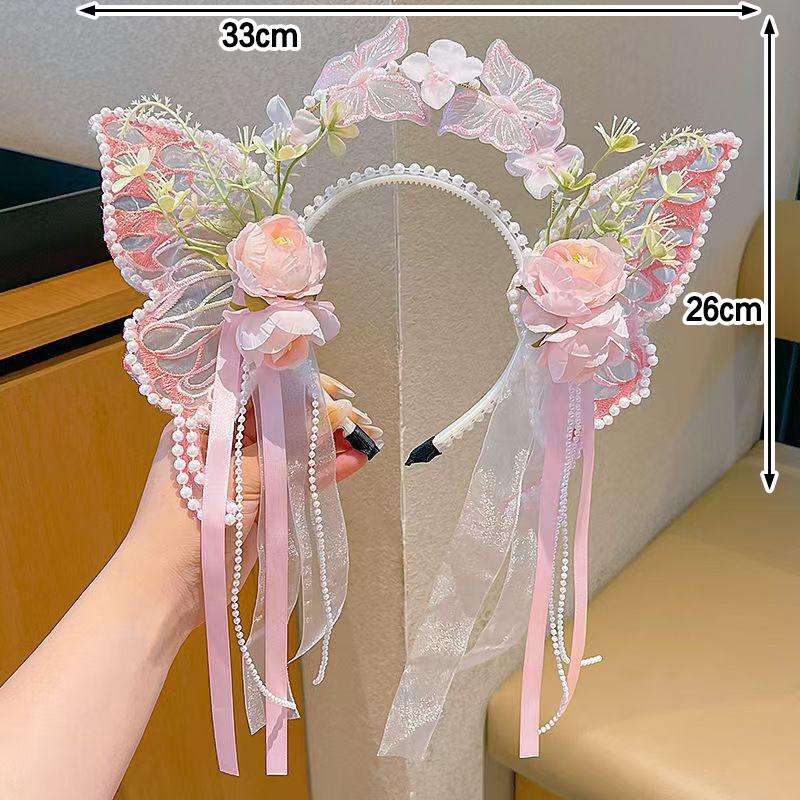 Cute Flower Butterfly Mermaid Elf Headband Princess Hair Accessories For Little Girls Lolita Hanfu Dress Up