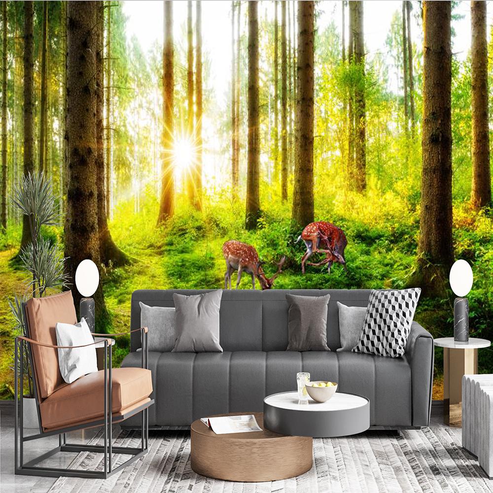Природа пейзаж фреска лес 3d обои гостиная спальня домашний декор лес обои