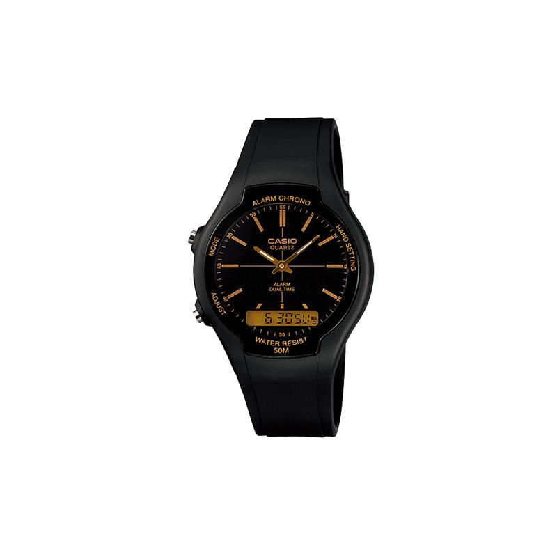 Casio Серия YOUTH серия - дисковый двойной дисплей модный тренд ретро повседневный обтекаемый классический стрелочный двойной дисплей многофункциональный большой циферблат AW-90H-9E