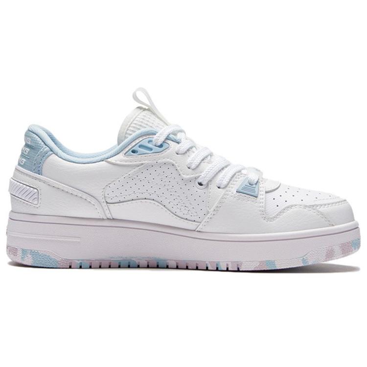 Li Ning износостойкие дышащие износостойкие дышащие низкие кеды для скейтборда женские белые синие AGCS084-3