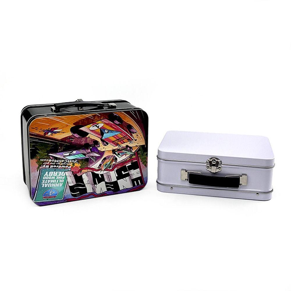 White Black Silver Handheld Iron Box Rectangle Lunch Box Candy Box  Tea Candy Cookies Cake Biscuits