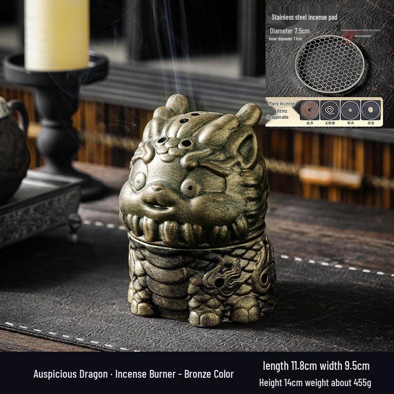 Zen Pagoda Black Pottery Ceramic Coil Incense Burner - Aromatherapy Holder for Home and Office