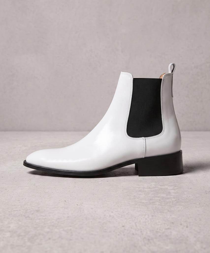 Firenze Atelier Slimline Black Outsole Minimal Chelsea Boots 3332 [Cream White]