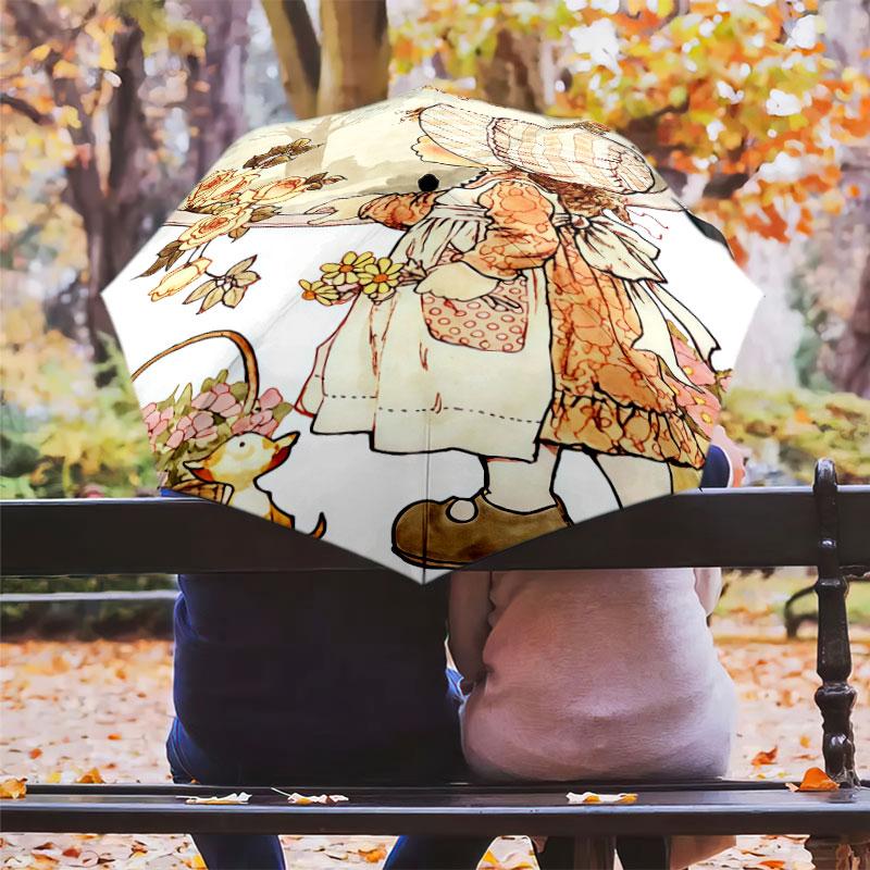 1 PC Automatic Folding Umbrella - Sarakey Pattern Portable Foldable Design With 8 Ribs Christmas Birthday Gifts