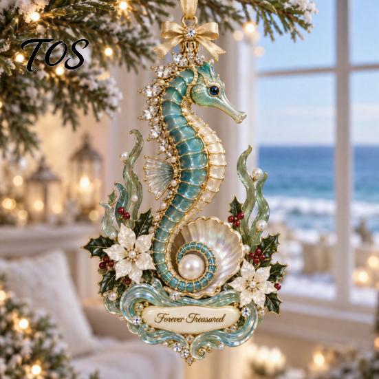 Festive Aquatic Theme Gift Marine Life Christmas Ornament, Acrylic Ocean Animal Hanging Decor for Tree, Creative Holiday Pendant Home Party,