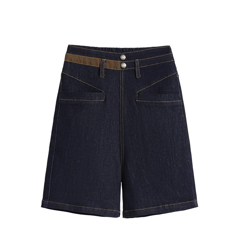 DIMANAF 2025 Новые женские шорты больших размеров Летние свободные джинсовые шорты Базовые с высокой посадкой Однотонные брюки Эластичная талия