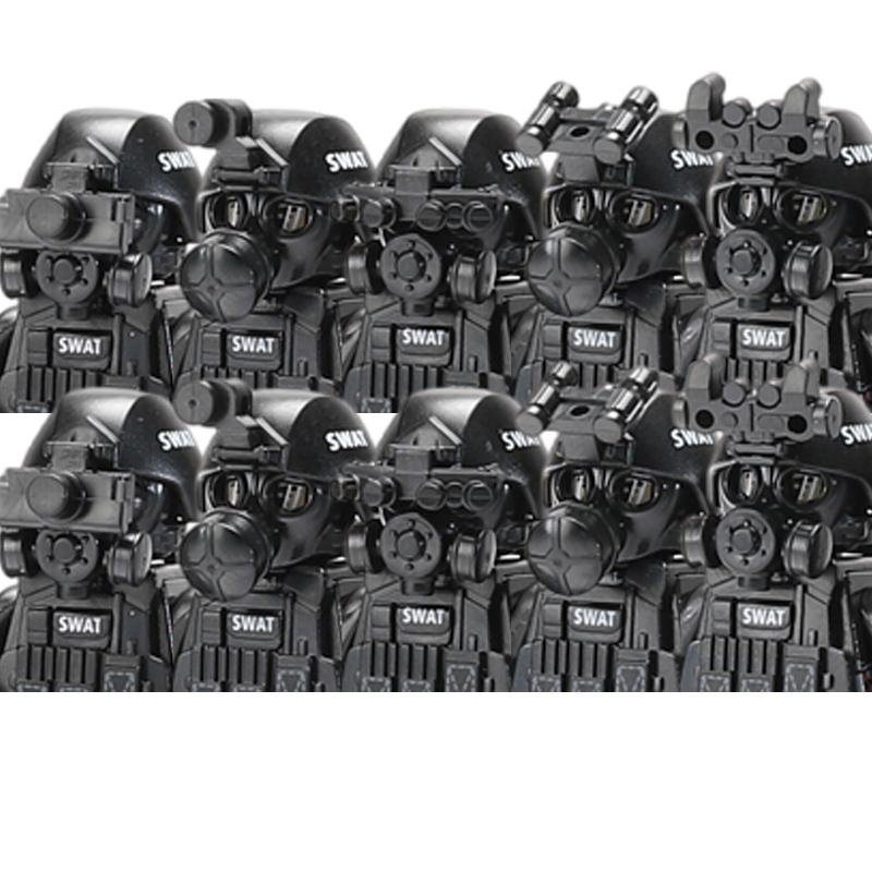 Городская полиция Китай Спецназ Конструктор Штурмовой солдат Фигурки SWAT Маска газовой защиты Военное оружие Кирпичики Игрушки Дети