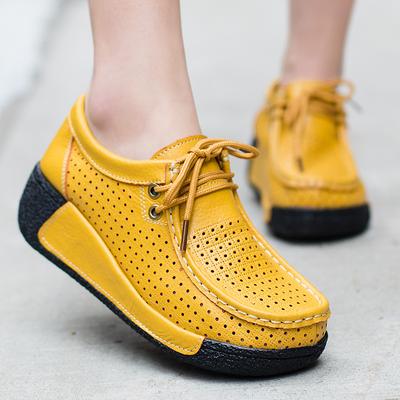 Женские лоферы на плоской платформе из натуральной кожи, удобные мокасины на танкетке, женские мягкие белые кроссовки De Mujer