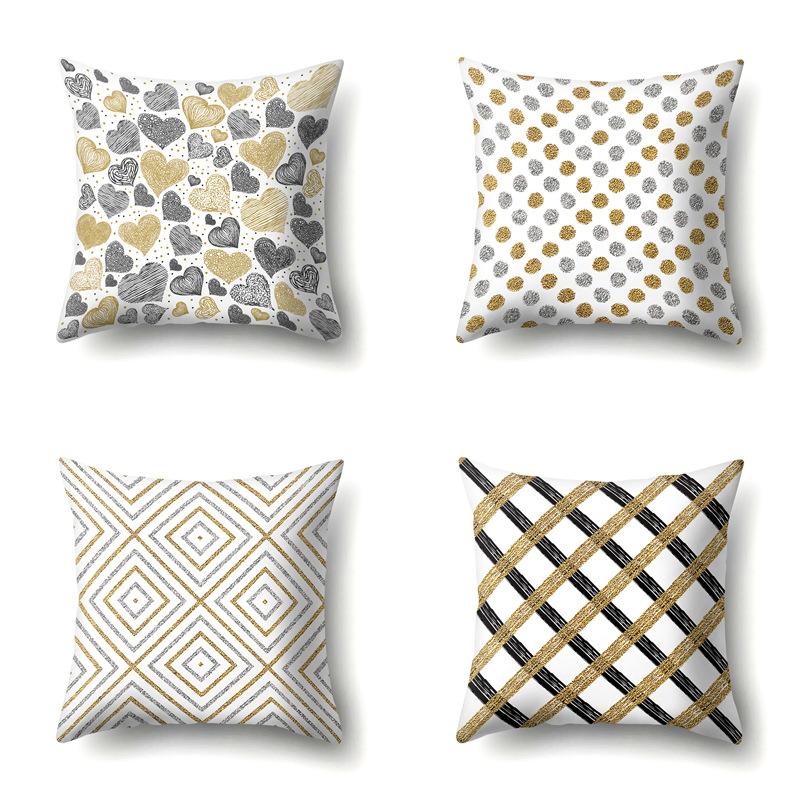 Polyester Pillow Case Decoration Home Gilt Printing Pillow Case Waist Cushion Cover Car Cushion Head Cushion Cover