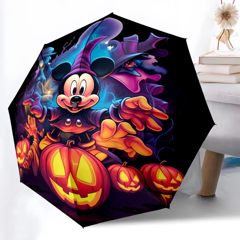 1pc Sturdy 8-Bone Auto Umbrella, Jack Skellington Halloween Pumpkin Umbrella, Digital Printed, Foldable Umbrella for On-the-Go Outdoor Use