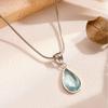 French Light Luxury Clear Green Water Drop Blue Ocean Necklace Vintage Mermaid Tears Collarbone Chain Pendant Necklace Wholesale