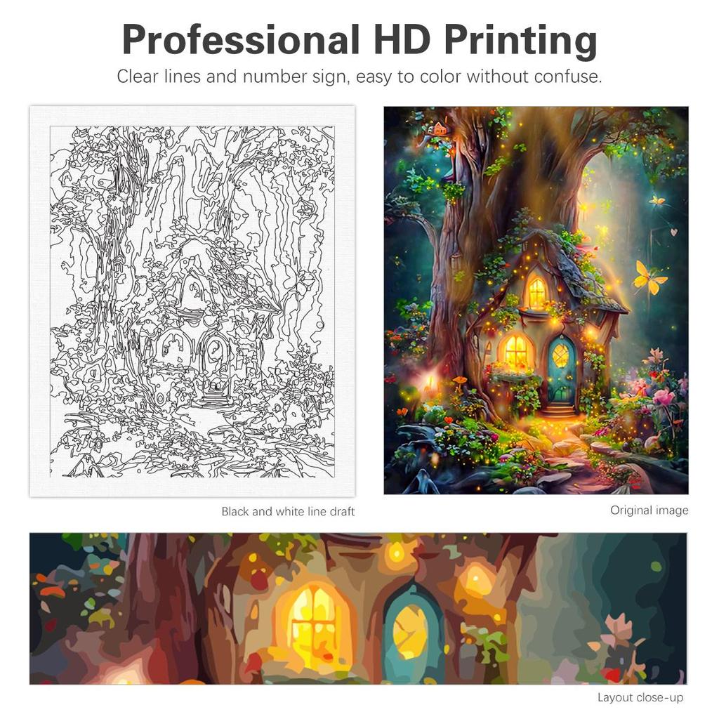 RUOPOTY Рамка для рисования по номерам для взрослых, стартовые наборы, лес, персонализированная подарочная краска с номерами для домашнего декора, 40x50 см