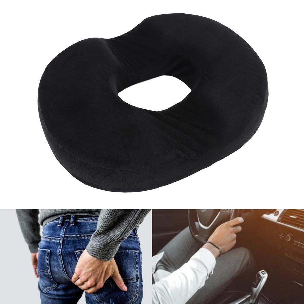 Подушка-пончик для сидения из пены с эффектом памяти, эргономичная дышащая полая подушка для офисного кресла, черная