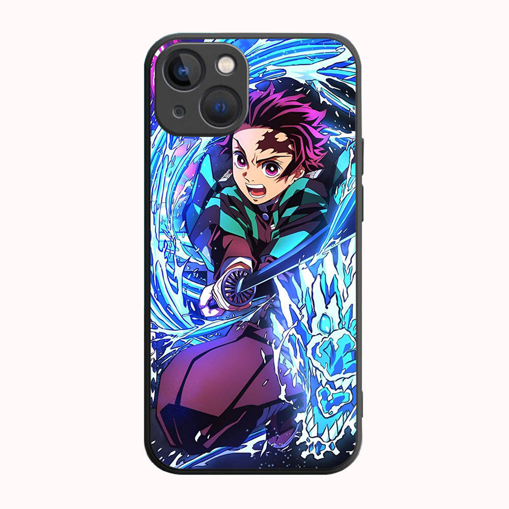 Чехол B-25 Demon Slayer черный для Redmi 10A 10C 12C 13C 9A 9C 9T A3X Note 10 9 9S 10S iPhone 11 12 13 14 15 16 X XS Pro Max Mini 7 8 Plus XR