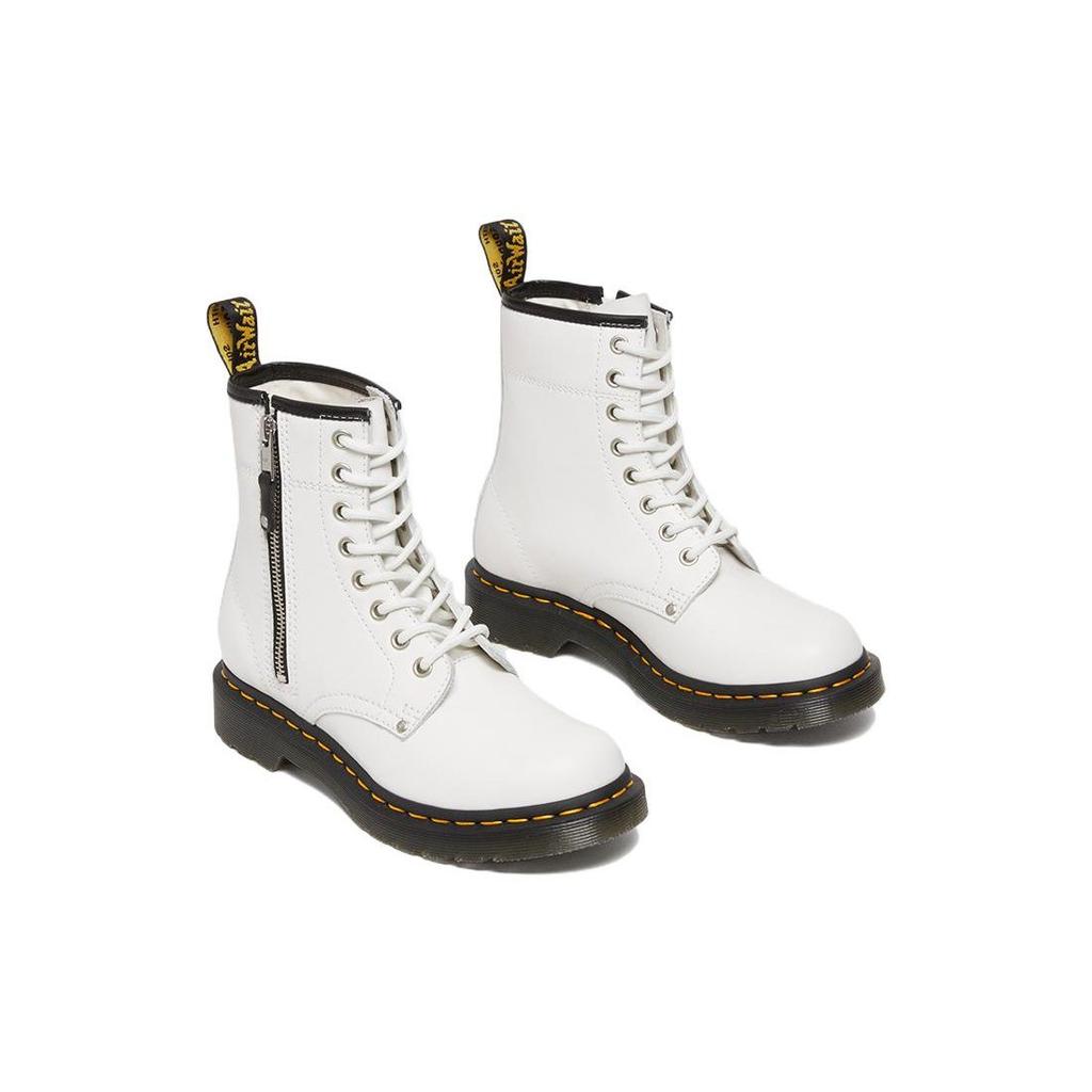 Доктор. Ботинки Dr. Martens 1460 с двойной молнией и шнуровкой из кожи 'Белые' Женские 27624100