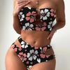 Европейский и американский женский цветочный купальник бикини бандо с открытой спиной