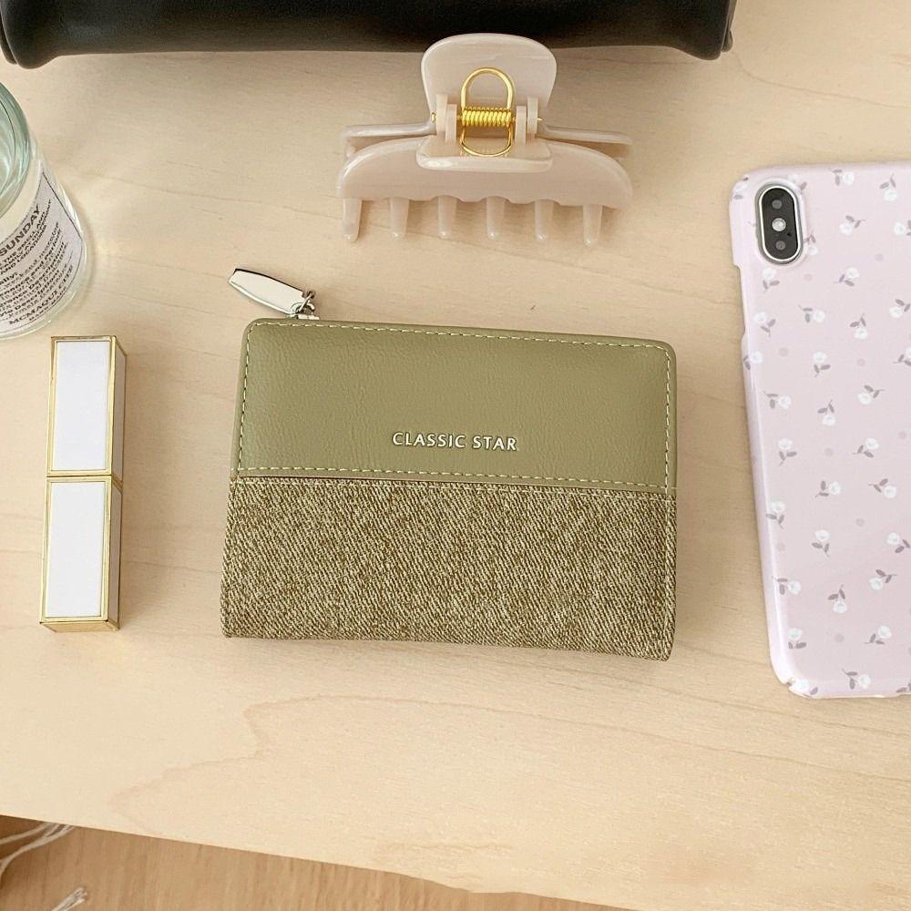 Ins Mini Short Wallet Zipper Large Capacity Money Bag PU Leather Coin Pocket Women
