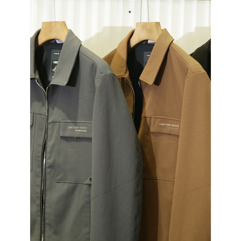 Lightweight Workwear, Classic and Comfortable! Men's Short Casual Zip-Up Jacket with a Turn-Down Collar, Autumn Outerwear