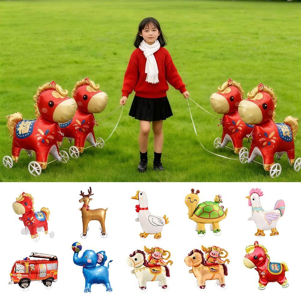 Multi Style 4D Balloons Cute Version Wheeled Pony Balloon Walking Balloon New Year Celebration