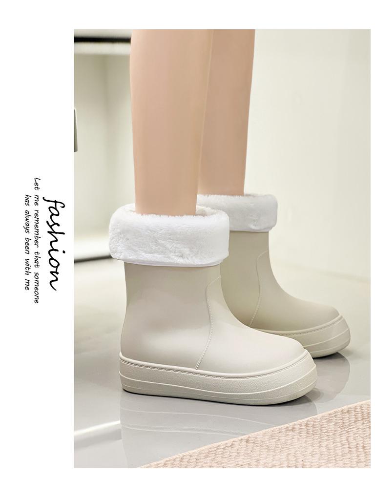 Модные женские водонепроницаемые резиновые сапоги средней высоты со съемной бархатной подкладкой и нескользящей мягкой подошвой.