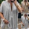 Ladies T-shirt Short Sleeve Loose Tops Women Ladies Wide Hem V Neck Blouse for Vacation