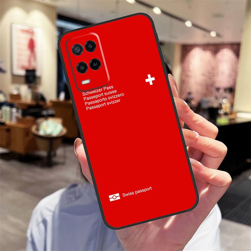 Switzerland Swiss Flag Case For Oppo A94 A74 A54 A18 A38 A58 A78 A98 A40 A60 A80 A16 A76 A96 A15 A17 A77 A57S Cover