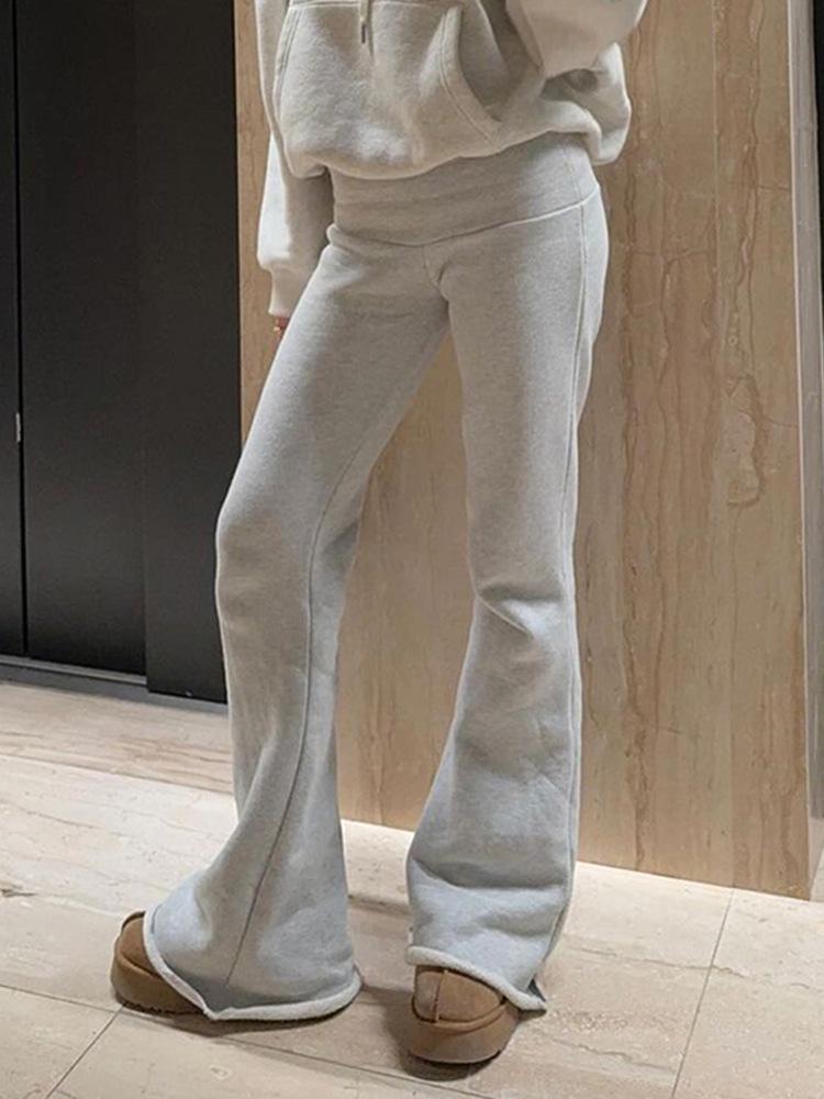 American Street High Waist Solid Color Flare Leggings: Slimming, Foldover Waist Sweatpants