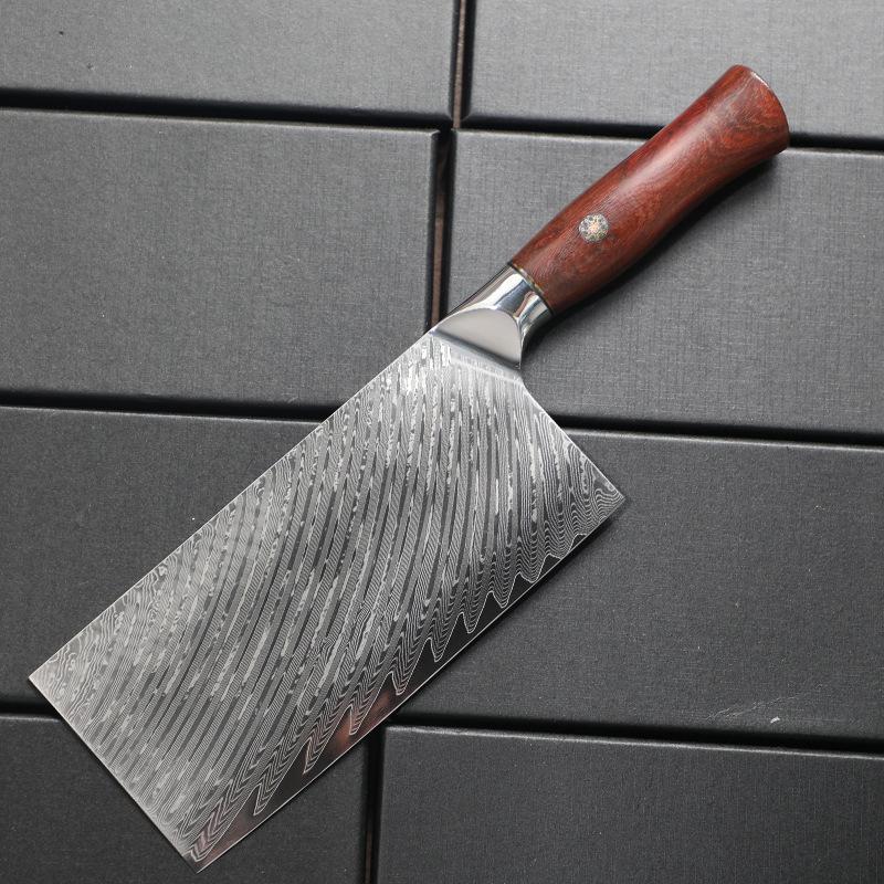 7.5 Inch Chinese Chef Knife 67-layer Damascus 10Cr15Mov Steel Blade Rosewood Handle Slicing Vegetable Cleaver Meat Kitchen Knife