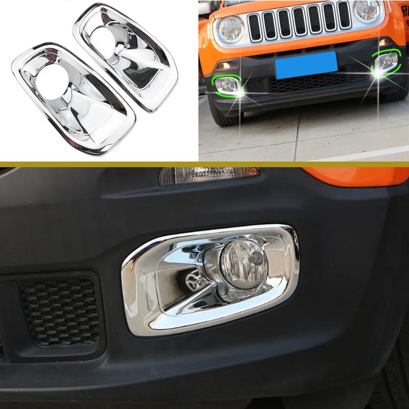 Автомобильный хромированный чехол для противотуманных фар для Jeep Renegade 2015 2016 2017 2018 аксессуары защитная накладка передних противотуманных фар