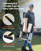 3.8m Telescoping Ladder, Aluminum Lightweight Multi-Purpose Collapsible Extension, One-Touch Retraction Ladder, Heavy Duty 150kg Max Capacity with