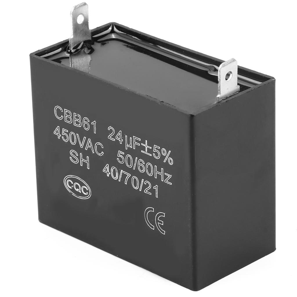 CBB61 Capacitor, 24Uf Metallized Polypropylene Film Starting Capacitor for Gas and Brushless Generators, Suitable for 250, 450 V AC at 50 or 60 Hz