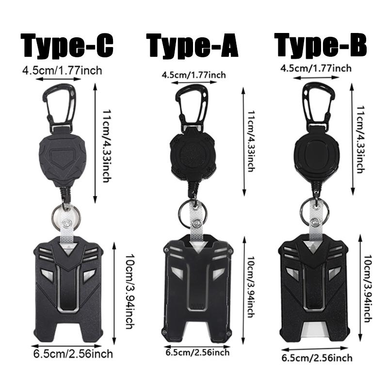 Heavy Duty Retractable Badge Holder Id Clip Reel With Credit Card Cover For Bus Pass 3 Style Durable Card Case