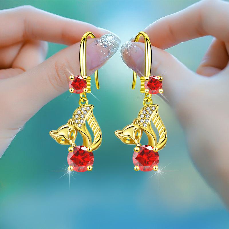 Оригинальные сетчатые серьги с крючками из красной лисы, женские серьги Ins Niche Design, модные серьги