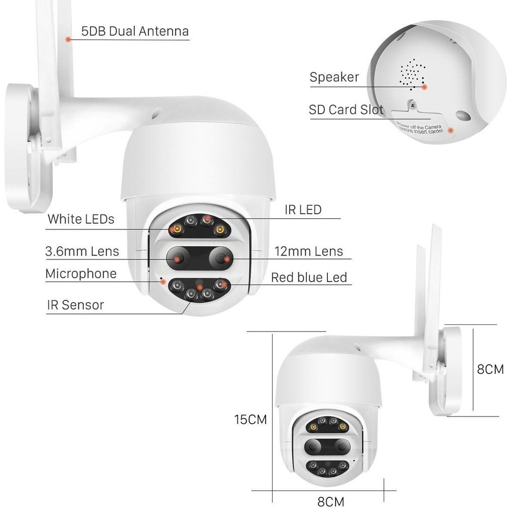 1080P 5-кратный оптический зум PTZ Wi-Fi IP-камера наружные камеры безопасности гуманоидное автоматическое отслеживание прожектор сирена сигнализация камера видеонаблюдения