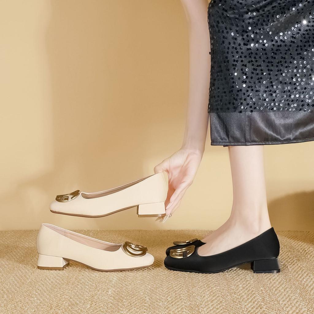 Женские туфли на высоком каблуке, толстый каблук, высокое качество, профессиональная женская обувь, мягкая подошва, не устают ноги, 2025 осень, новая модная одинарная обувь, универсальная