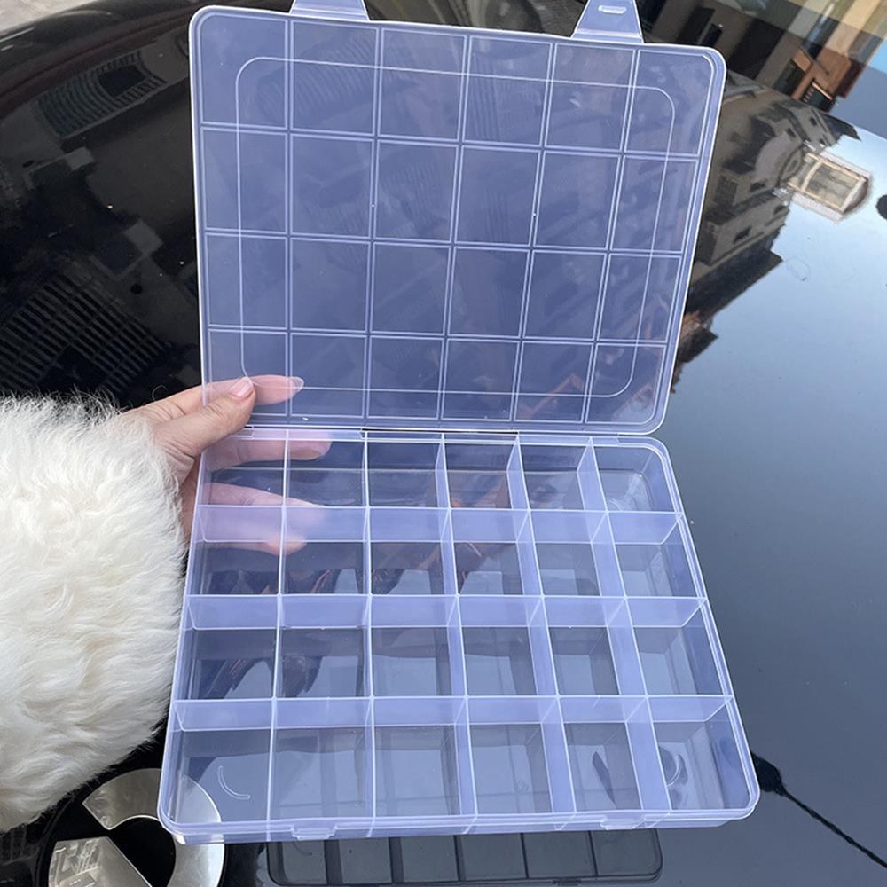 Large Capacity 12/24 Grids Storage Box With Card Slot For Beads Jewelry Accessories Organizer Transparent Plastic Organizer Case