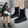 Winter New Female British Style Short Boots Platform Shoes Thick-soled Short-tube Cotton Boots Women's Boots Snow Cotton Shoes