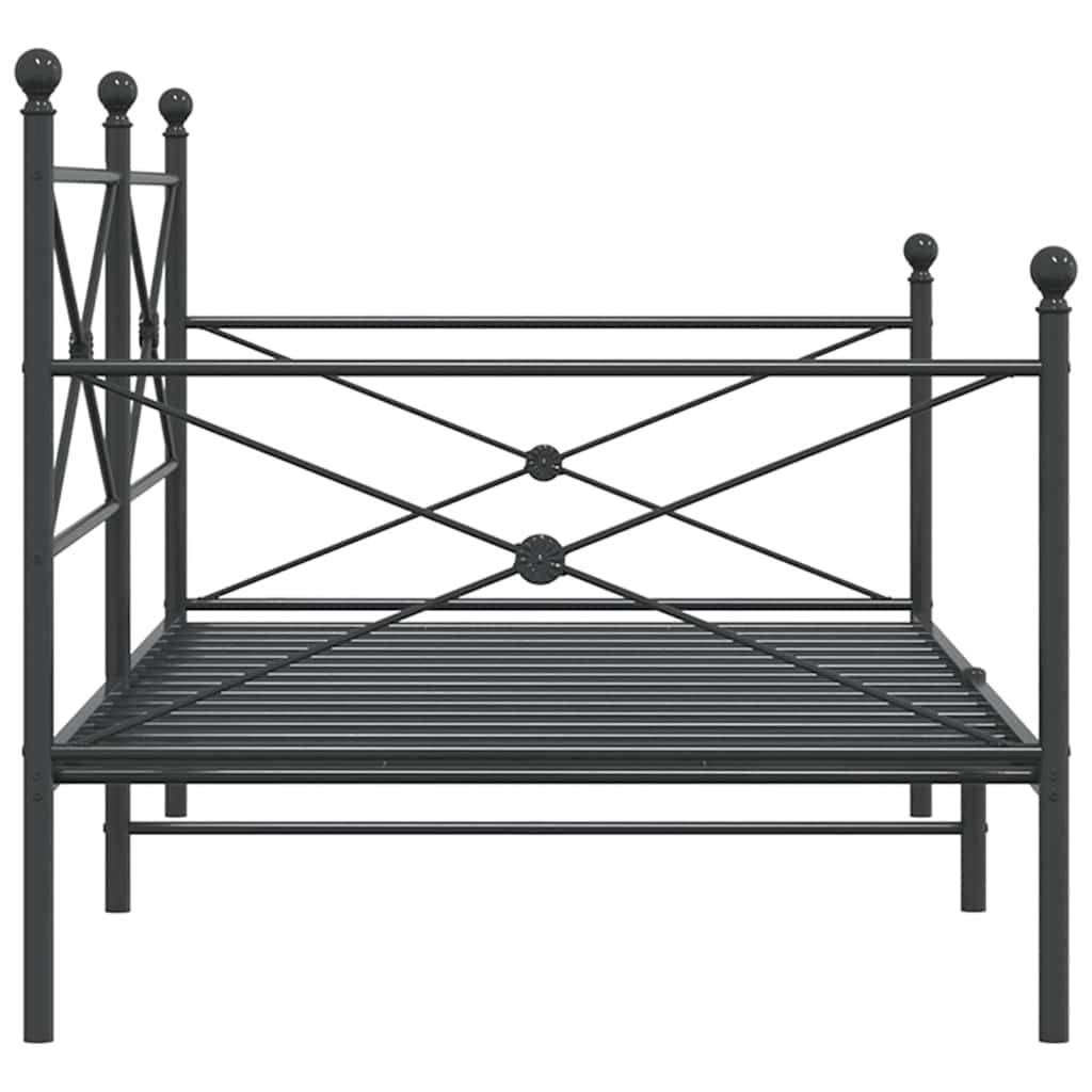 Łóżko Dzienne Bez Materaca Czarne 100X200 Cm Stalowe
