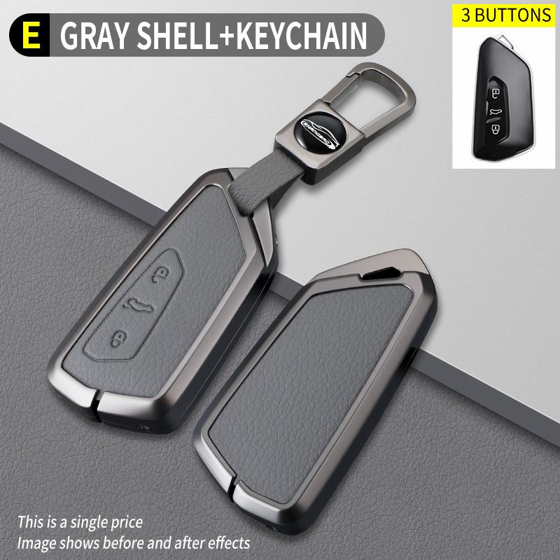 Car Key Case Cover For VW Volkswagen Golf 8 ID.3 ID.4 Skoda Octavia A8 MK4 MK8 GTI R Zinc Alloy Leather Protect Shell