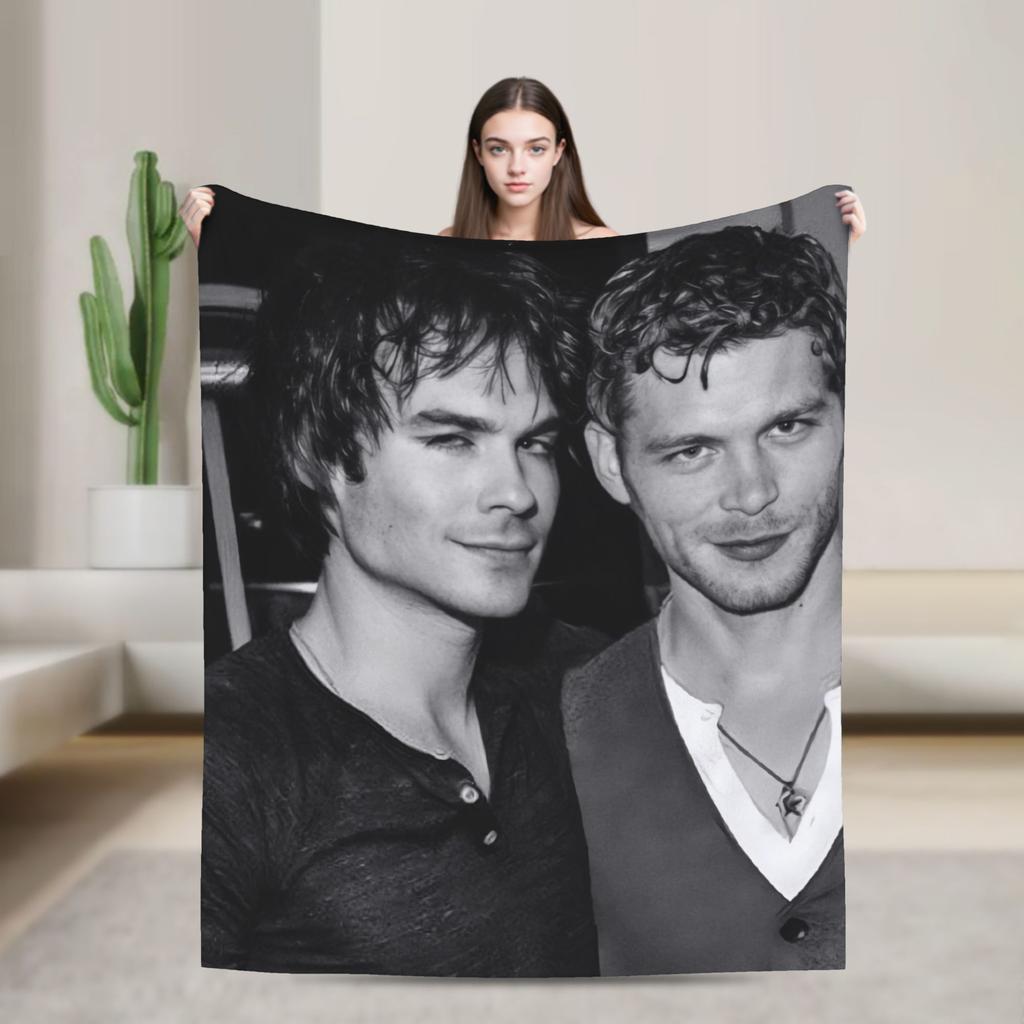 The Vampire Diaries Damon Salvatore TV Series Flannel Blankets Warm Throw Blanket for Couch Bed Travel Bedspread Sofa Bed Cover