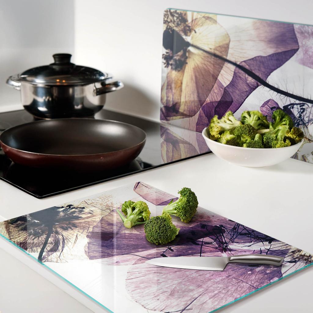 Tempered Glass Boards Set of 2 Dry Poppy Seeds 2x40x52 cm