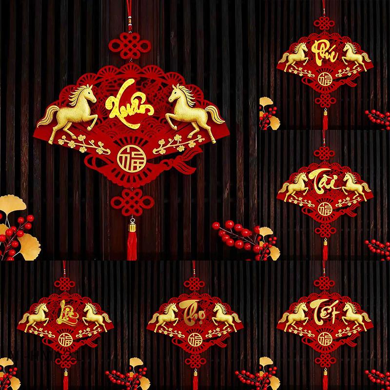2026 Year of Horse Hanging Ornament New Year Tassel Pendant for Window & Door Decor Spring Festival Home Celebration Accessories