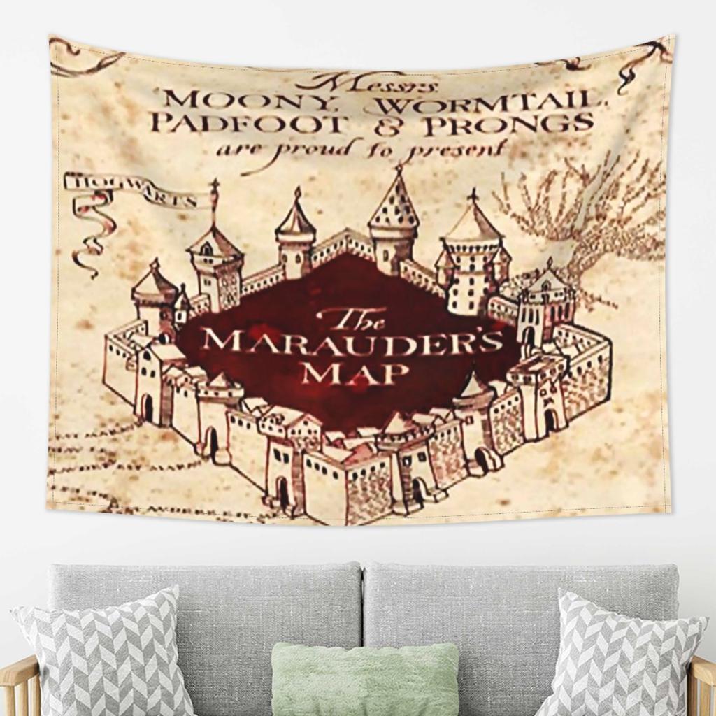 Marauders Magic Map Tapestry Wall Hanging Aesthetic Home Decoration Tapestries for Living Room Bedroom