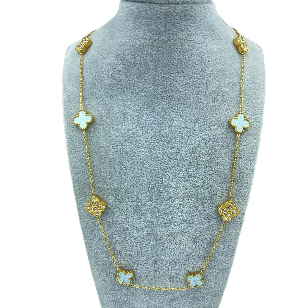 13 мм Титановая сталь 60+5 см 10 цветов Двусторонняя Счастливый Четырехлистный клевер Женское ожерелье