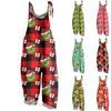 Женский повседневный свободный комбинезон с рождественским принтом, комбинезон с широкими штанинами, без рукавов, с карманами