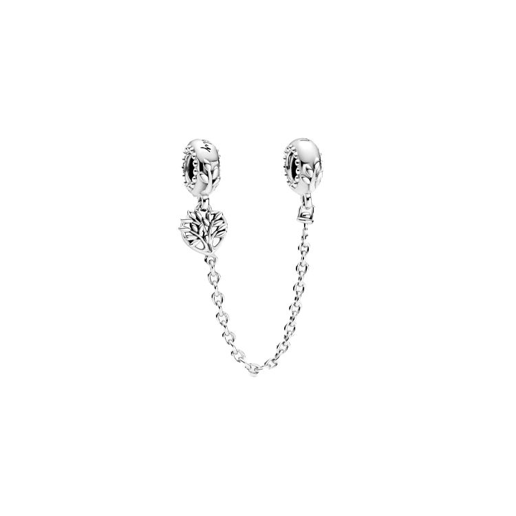 Pandora Silver Heart Family Tree Safety Chain Women Jewelry 799293C00