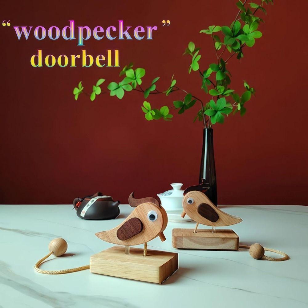 Ретро дверной звонок Деревянный дверной звонок в виде дятла Деревянный дверной звонок в виде птицы Дятел Входной дверной звонок