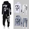Spring Autumn Fashion Long Sleeve Hoodies+Pants Men's Casual Letter Print Set Sweater Suit Sport Suits