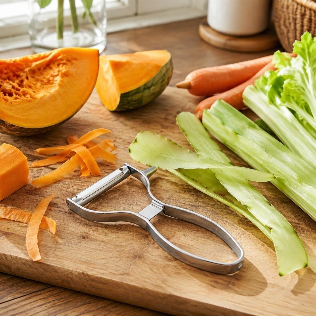 Stainless Steel Vegetable Peeler with Ergonomic Handle and Angled Blade for Kitchen Use Fruit and Potato Peeling Tool Durable Design